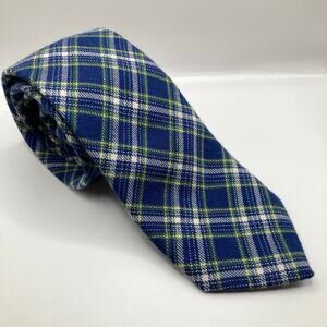 Vintage Forsyth 100% Wool Blue & Green Tartan Plaid Tie Heritage Classic Holiday